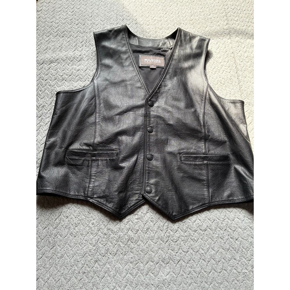 Vintage Wilson Leather Vest Men’s Size XL Y2K Biker Western Point Hem